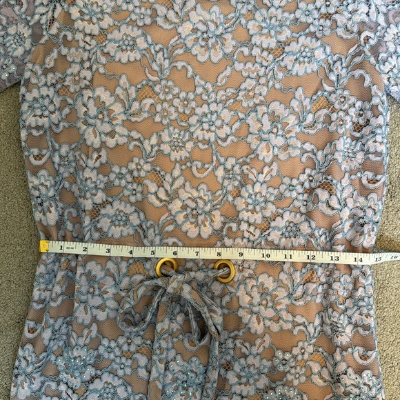 Diane Von Furstenberg Amal Lilac Lace Crystal Detail Drop Waist Dress Size P - Picture 13 of 14